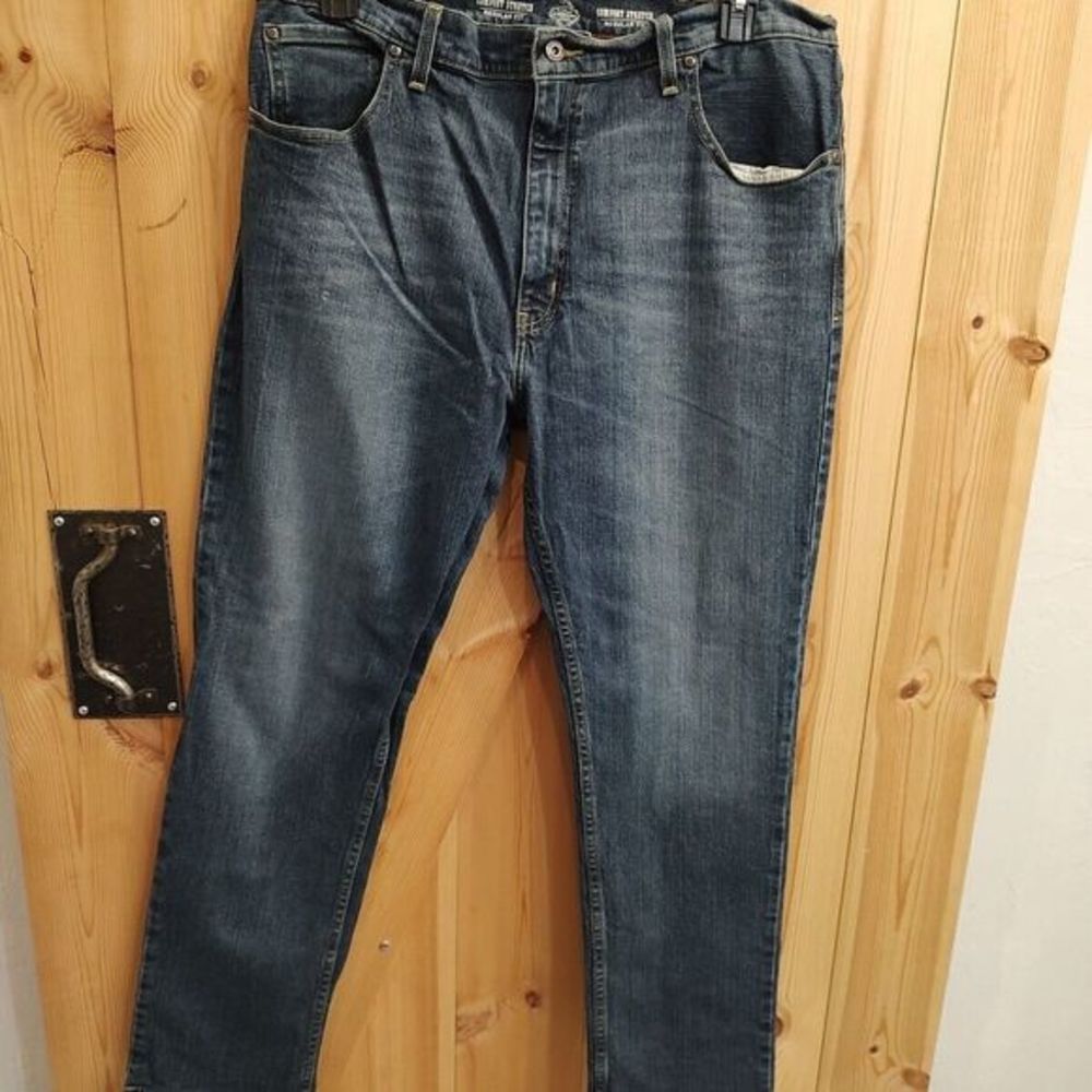 St. John's Bay Jeans Mens 38 X 32 Blue Denim Cotton Stretch‎ Regular Fit Pockets